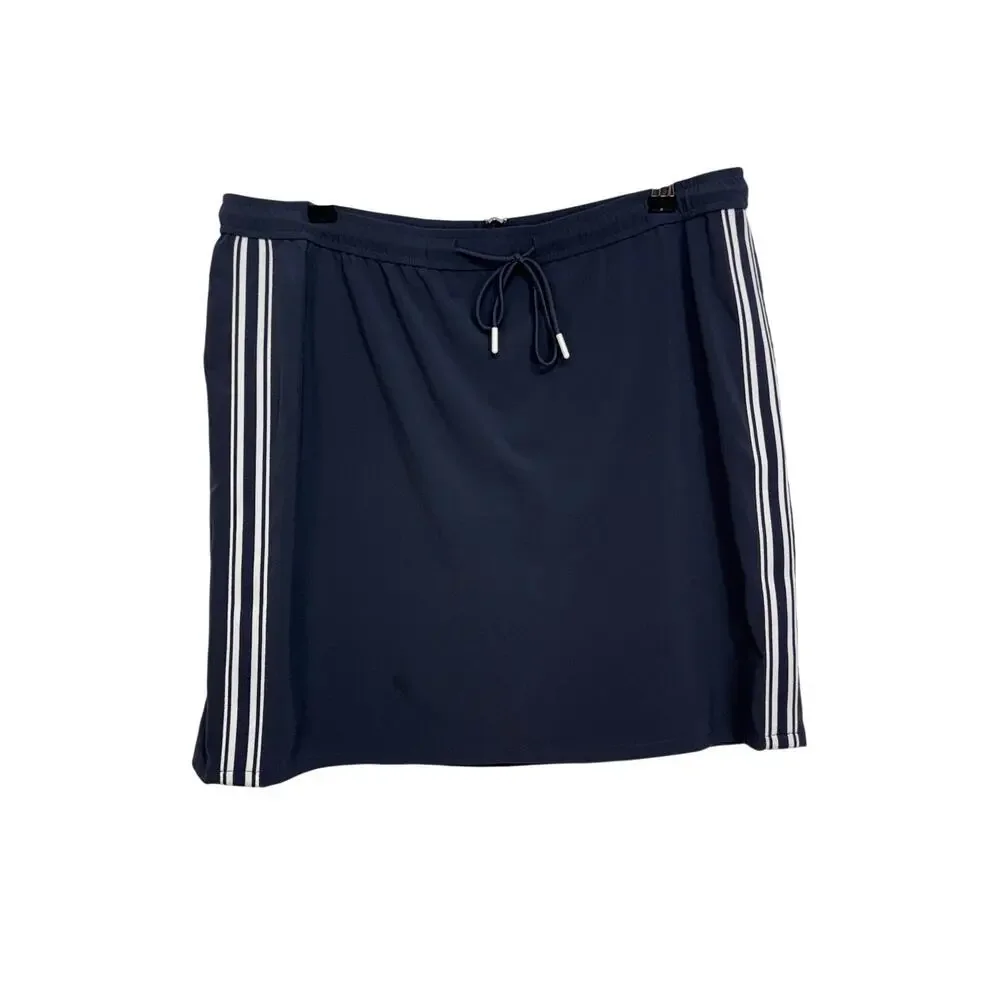 J. Jill skort Navy with white side stripes elastic tie waist stretch knit Sz L